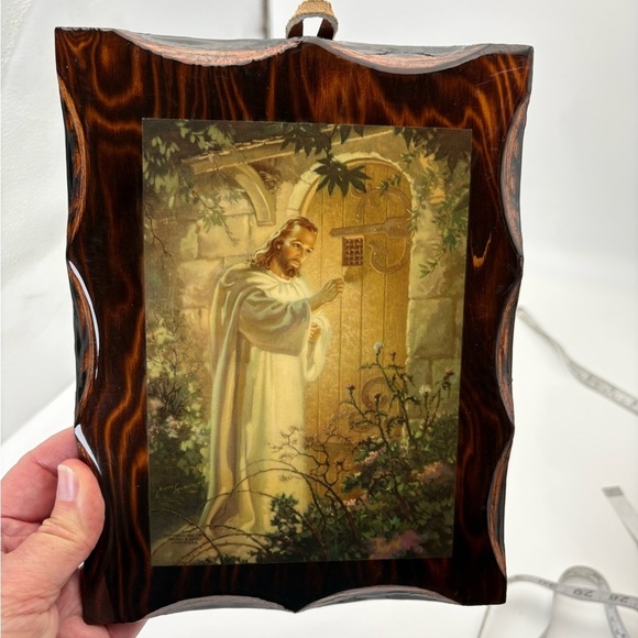 Other - Vintage Lacquered Wood “Christ at Heart’s Door” Wall Art